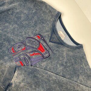 VINTAGE FUZZY STONEWASH Canada Crew Neck Sweatshirt Indigenous Motif Men’s XL